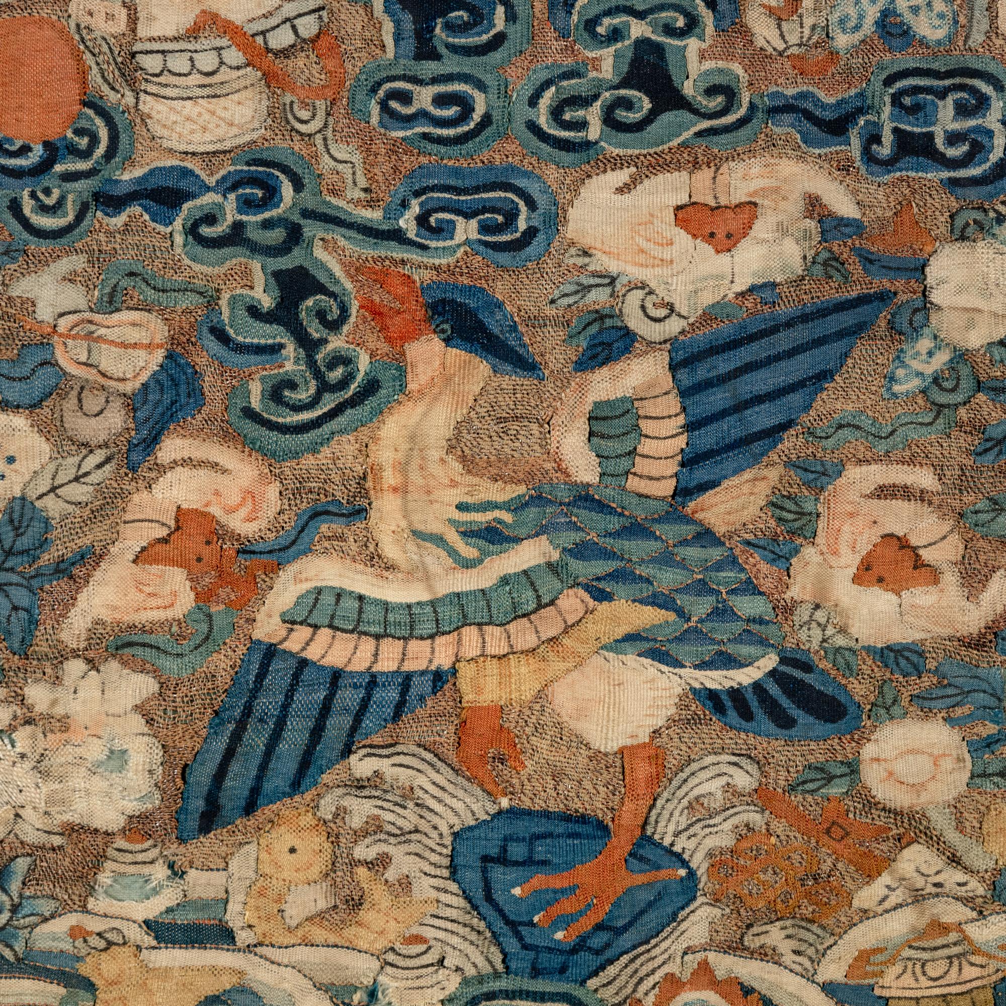 Two Chinese Kesi Silk Civil Officer's Rank Badges, Buzi , Mid-Second Half of 19th Century 清中晚期 緙絲補子兩幅