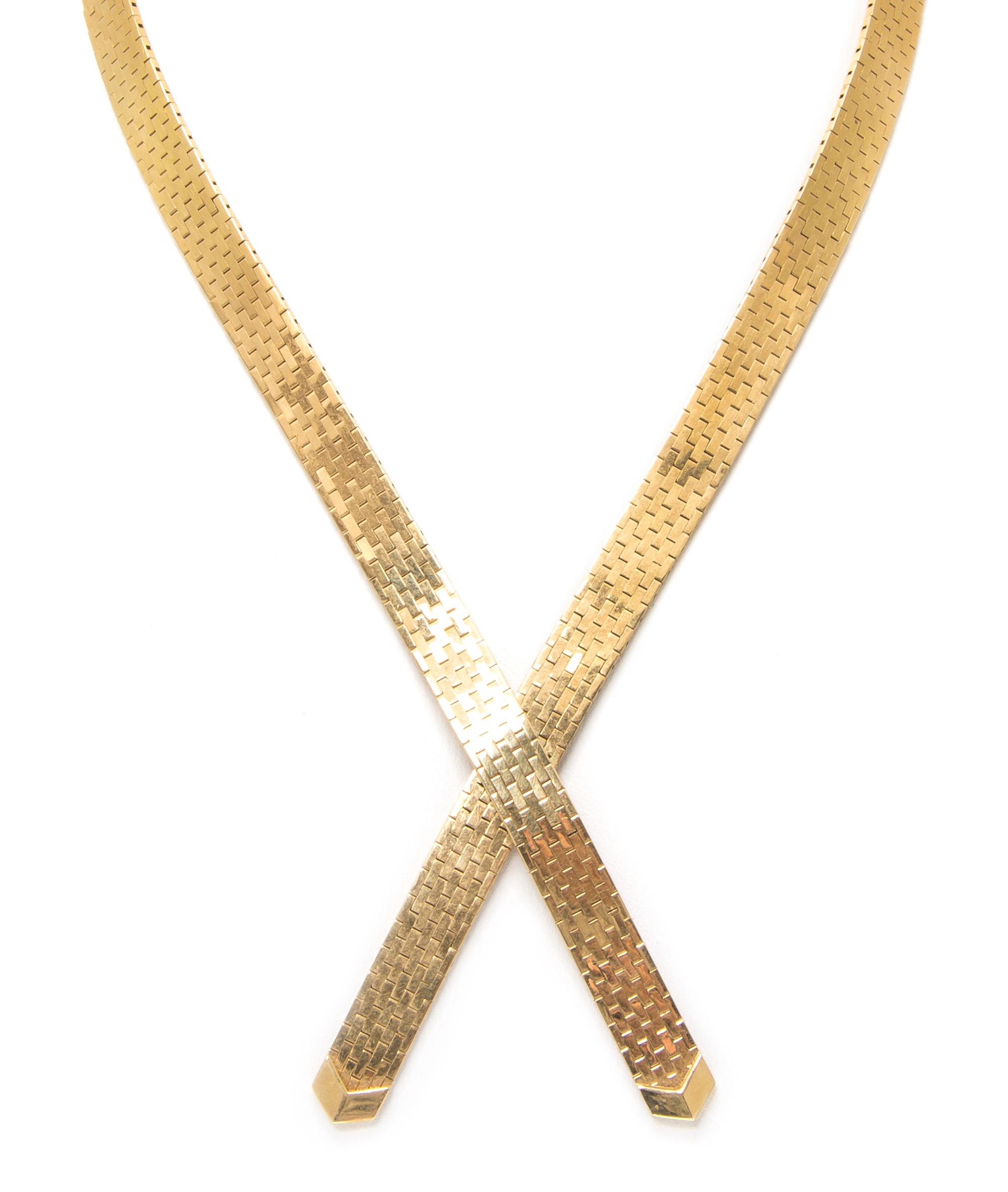 A 14 Karat Yellow Gold Brick Link Necklace, 30.90 dwts.