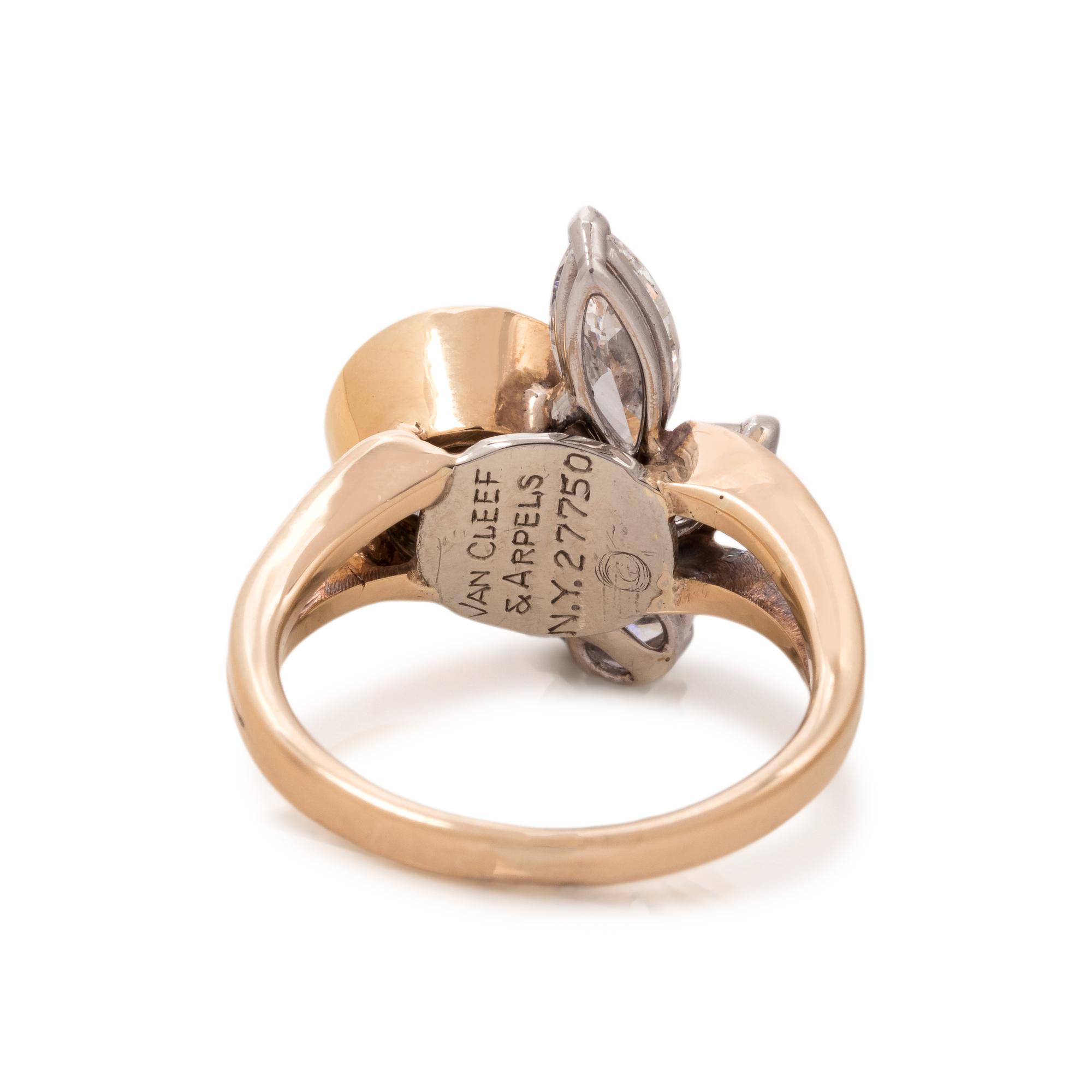 VAN CLEEF & ARPELS, COLORED DIAMOND AND DIAMOND RING