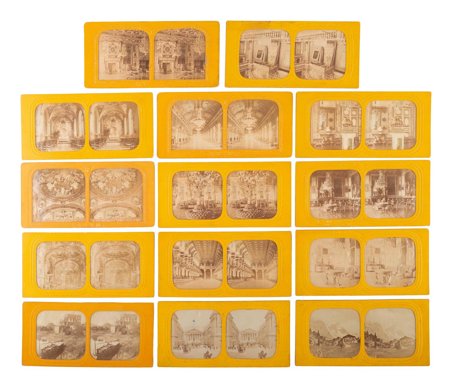 [EARLY PHOTOGRAPHY -- STEREOVIEWS]. A large and diverse group of more than 250 stereoviews highlighted by French tissue stereoviews, comprising: