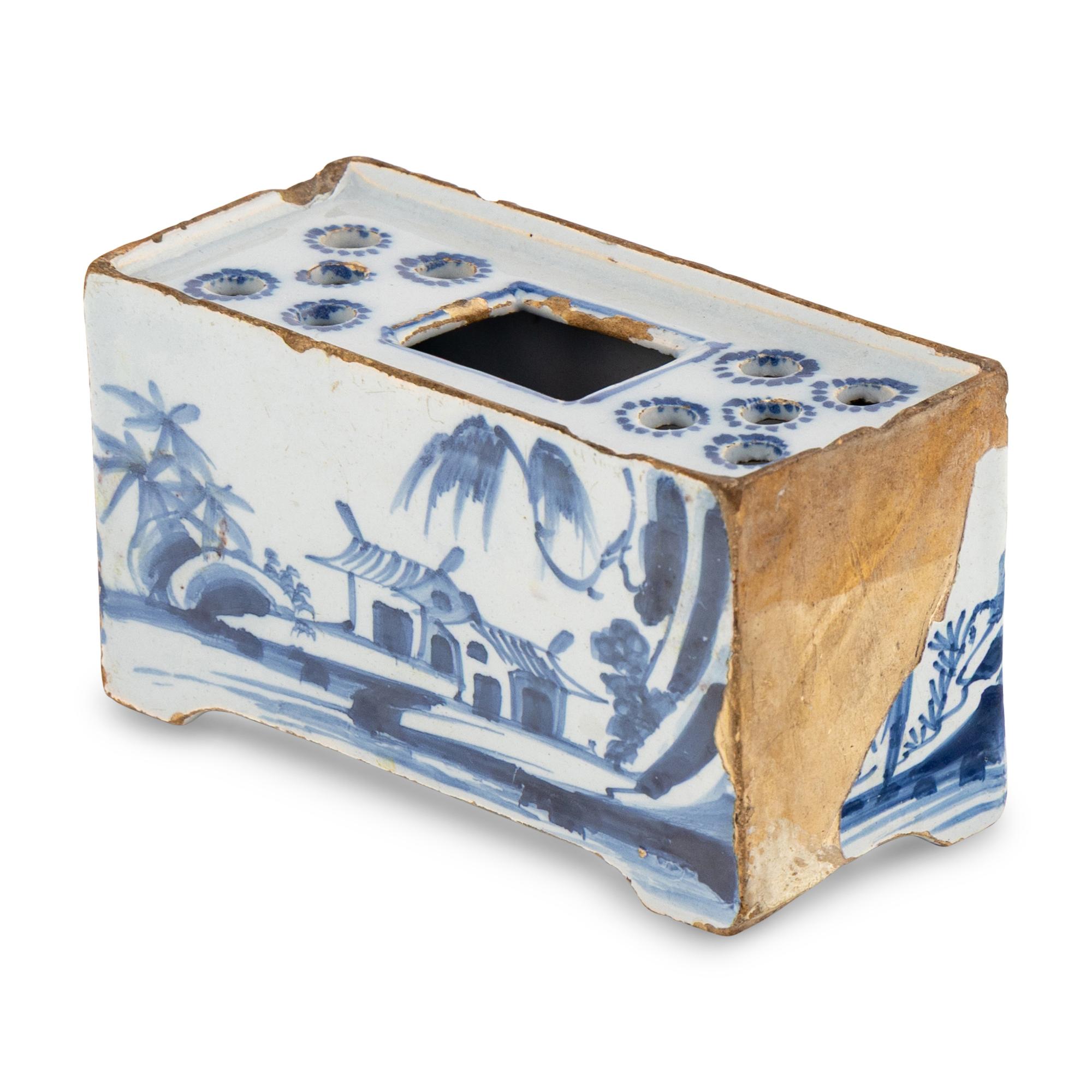 An English Delftware Flower Brick