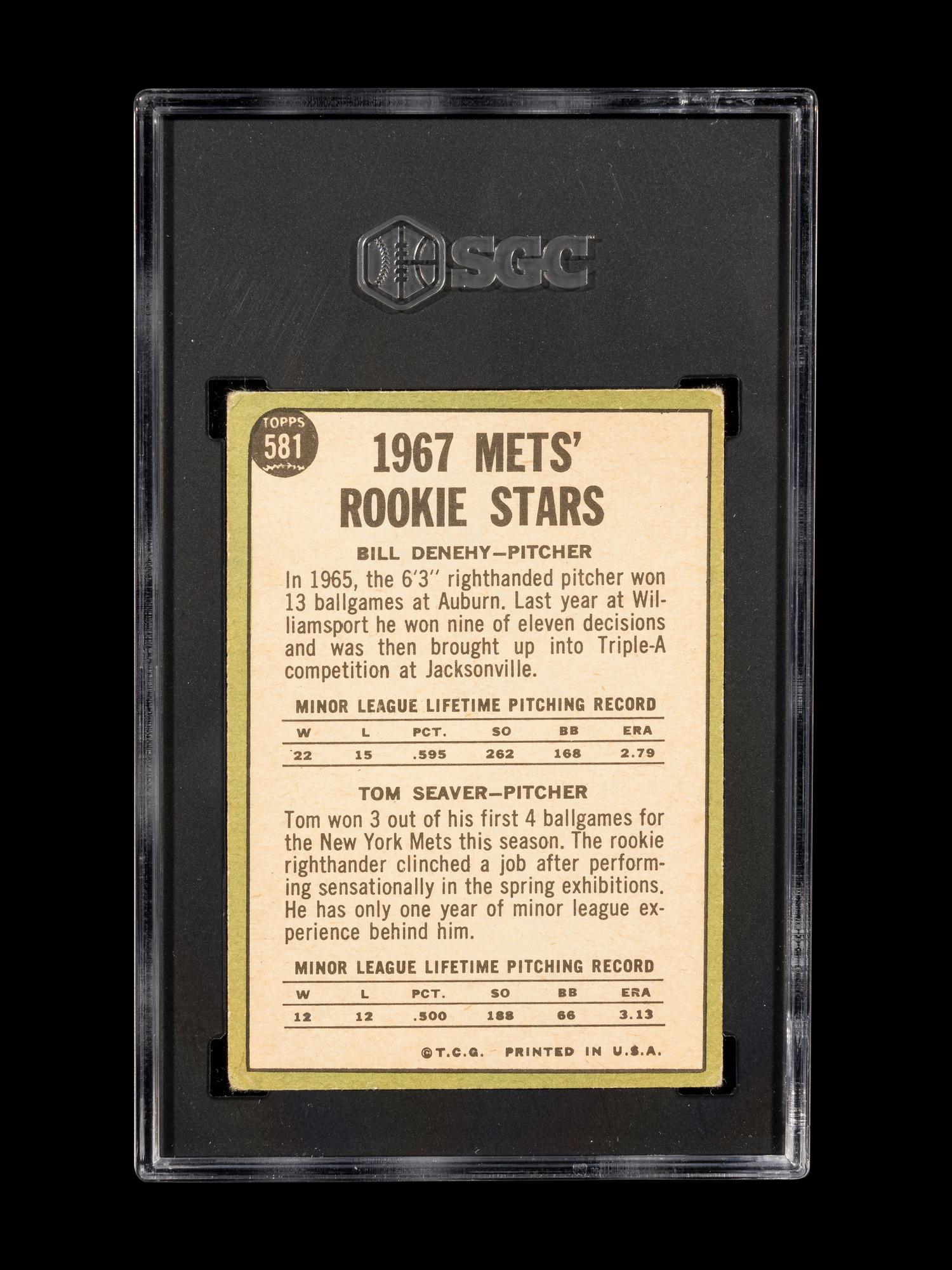 A Group of Tom Seaver Topps Baseball Cards Including 1967 Rookie Card No. 581 (SGC 3 VG),