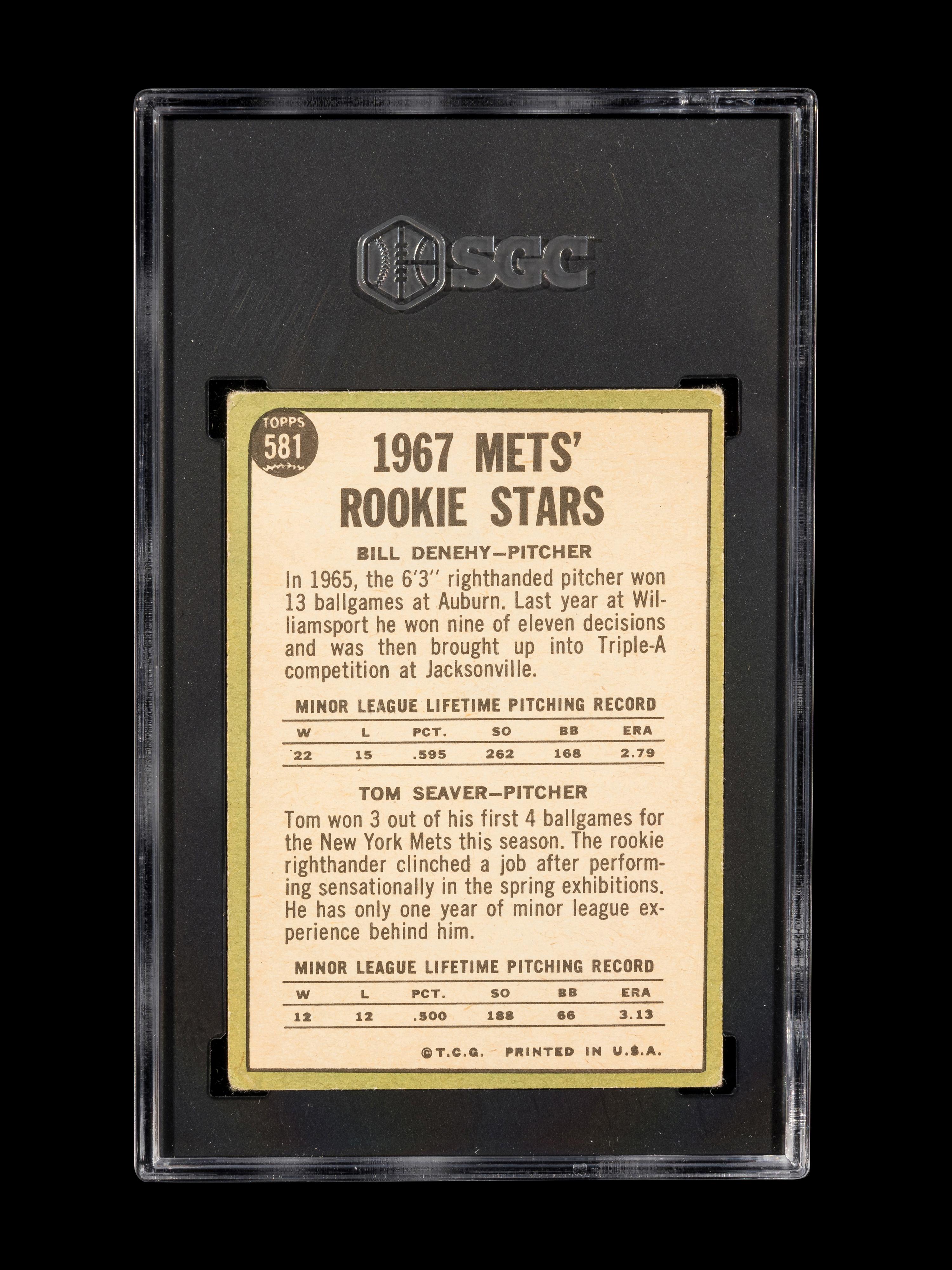 A Group of Tom Seaver Topps Baseball Cards Including 1967 Rookie Card No. 581 (SGC 3 VG),