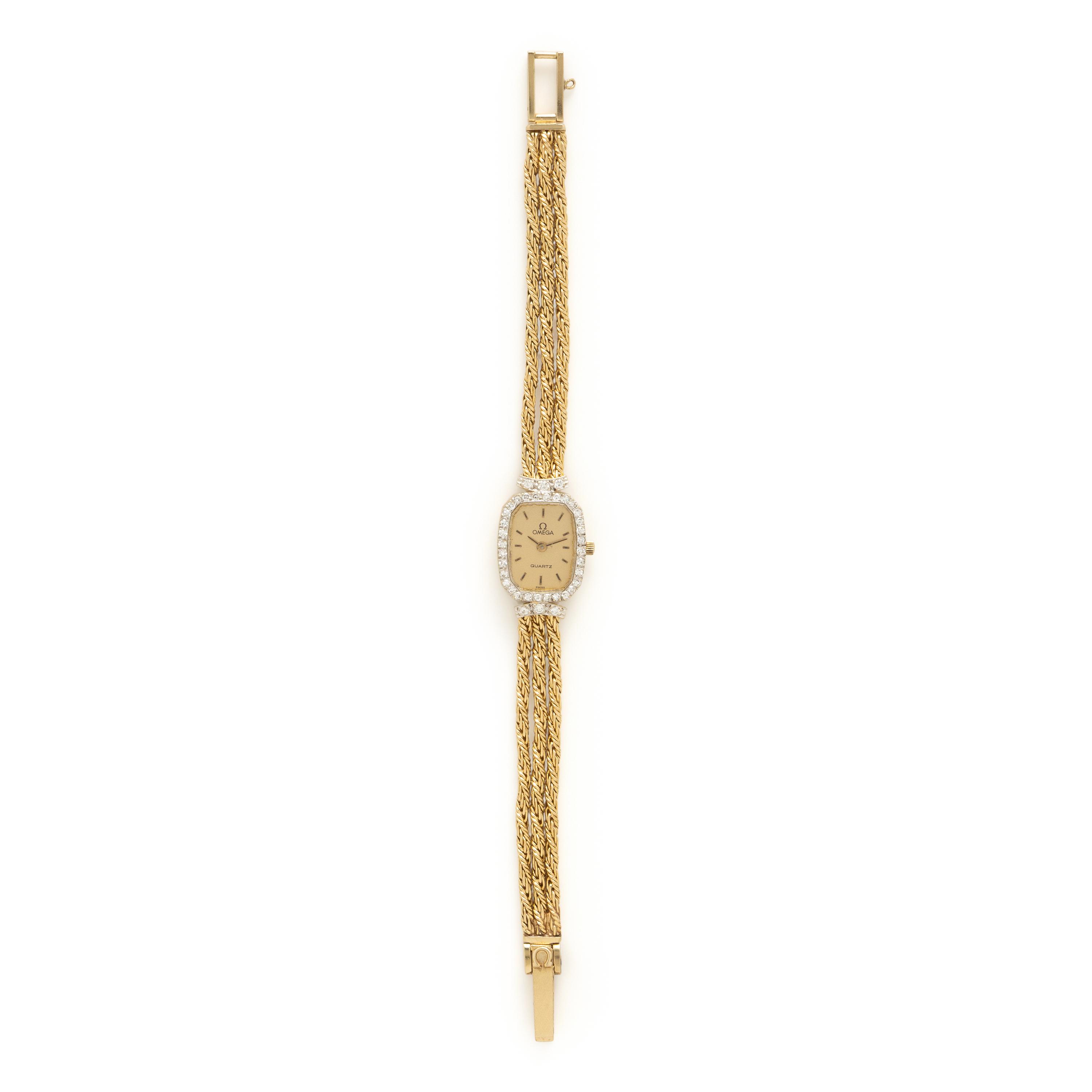 Omega, 14K Yellow Gold and Diamond Watch
