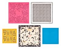 Chanel, Pink & Black Printed Silk Scarf