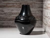Carved Blackware Pottery Jar