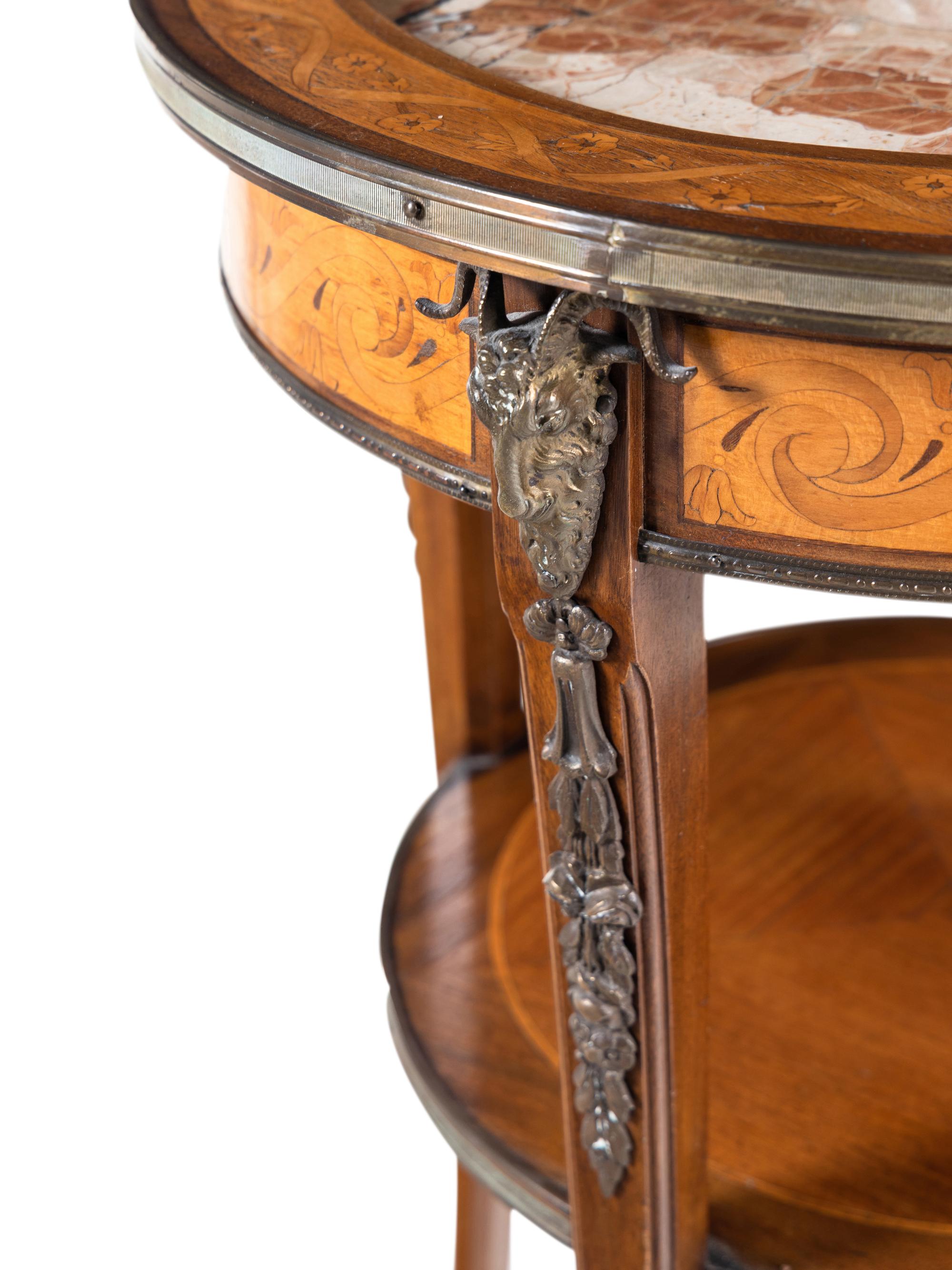 A Louis XVI Style Bronze Mounted Marquetry Side Table