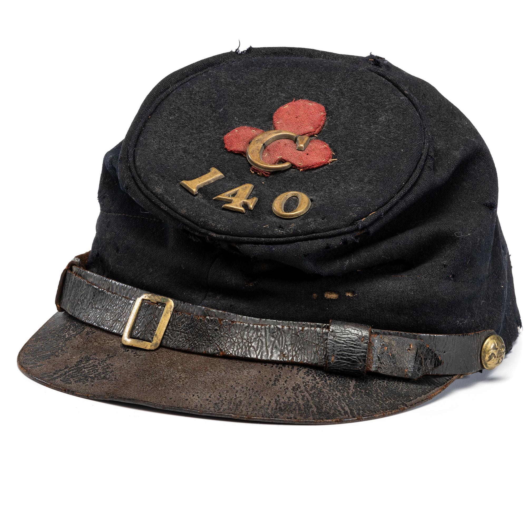 140th Pennsylvania Infantry II Corps enlisted man's forage cap identified to Philip A. Cooper, Company C.
