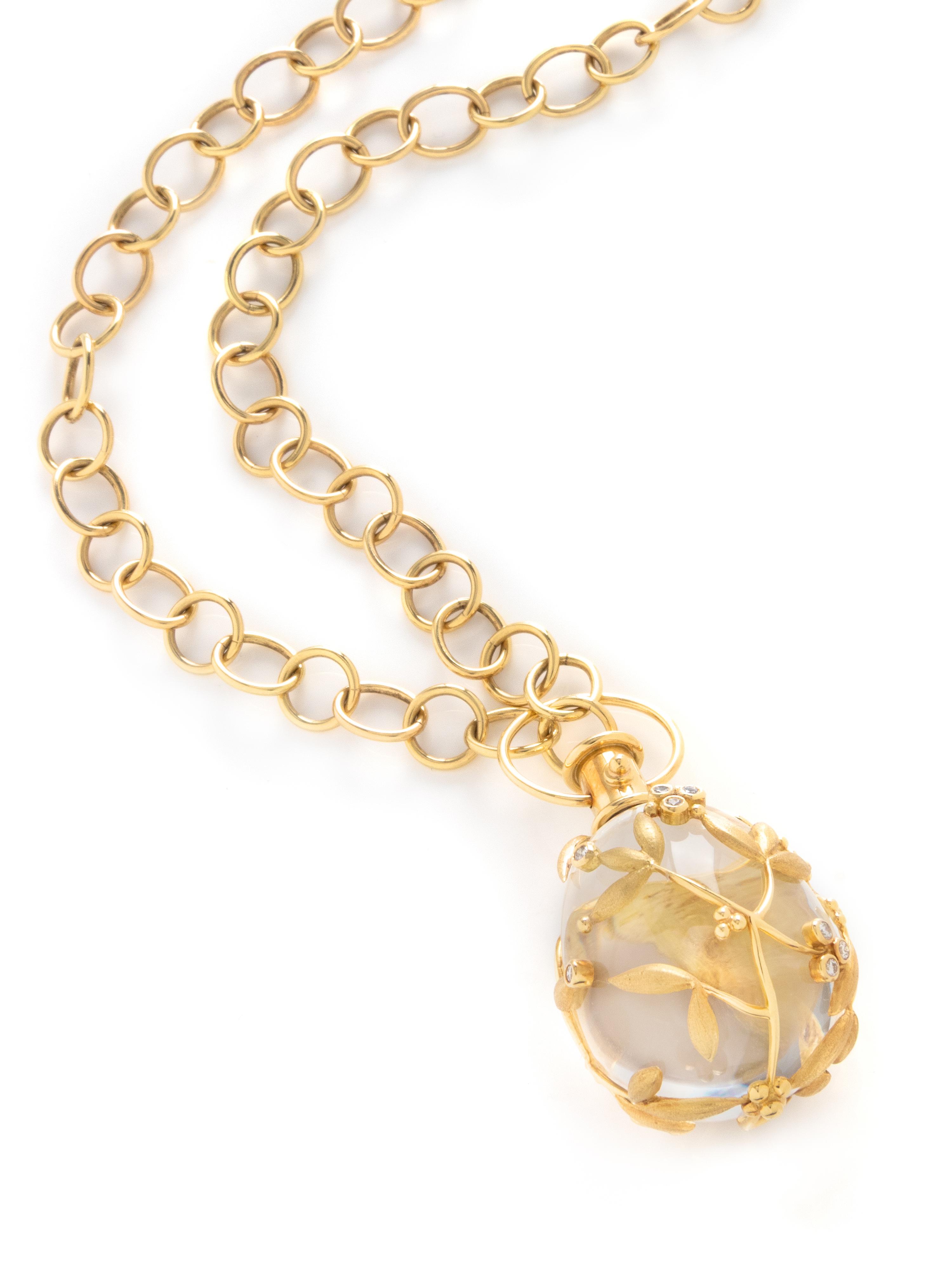TEMPLE ST. CLAIR, YELLOW GOLD, ROCK CRYSTAL, AND DIAMOND 'LARGE VINE AMULET' AND 'ARNO' CHAIN