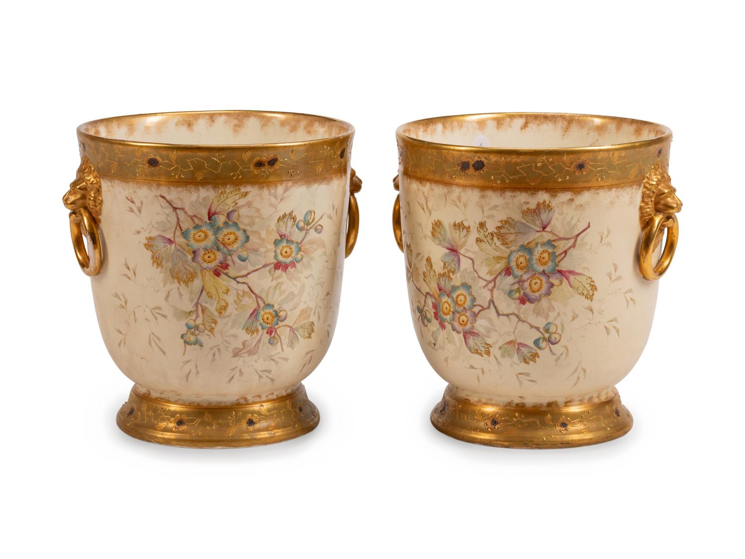 A Large Pair of Royal Bonn Porcelain Cache Pots