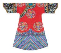 A Red Ground Embroidered Silk Lady's Informal Robe