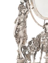 An American Silvered Bronze Figural Vanity Toilet Set