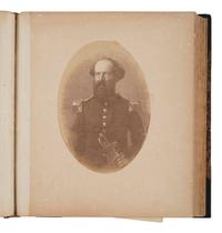 [MILITARIA - CIVIL WAR]. West Point album featuring 34 portraits of faculty, staff, and cadets, many of whom would serve in the Civil War, 1859.