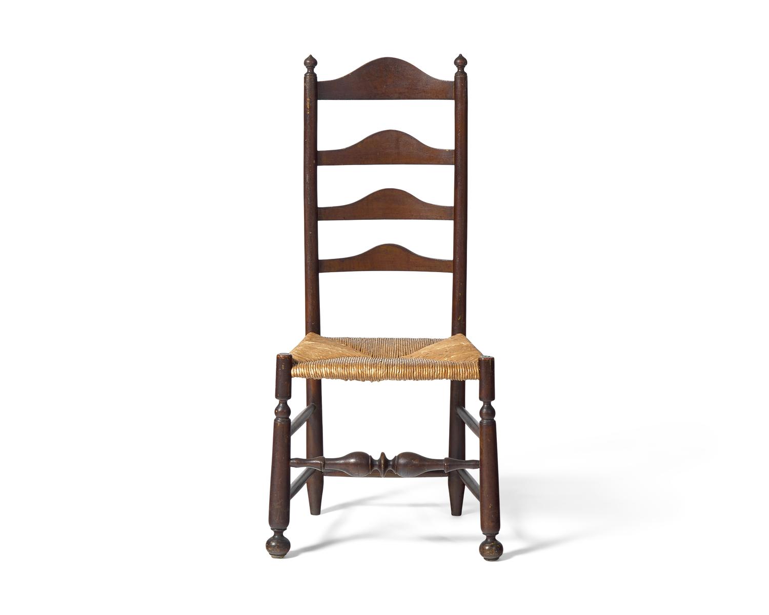 A Painted Ladderback Rush-Seat Side Chair