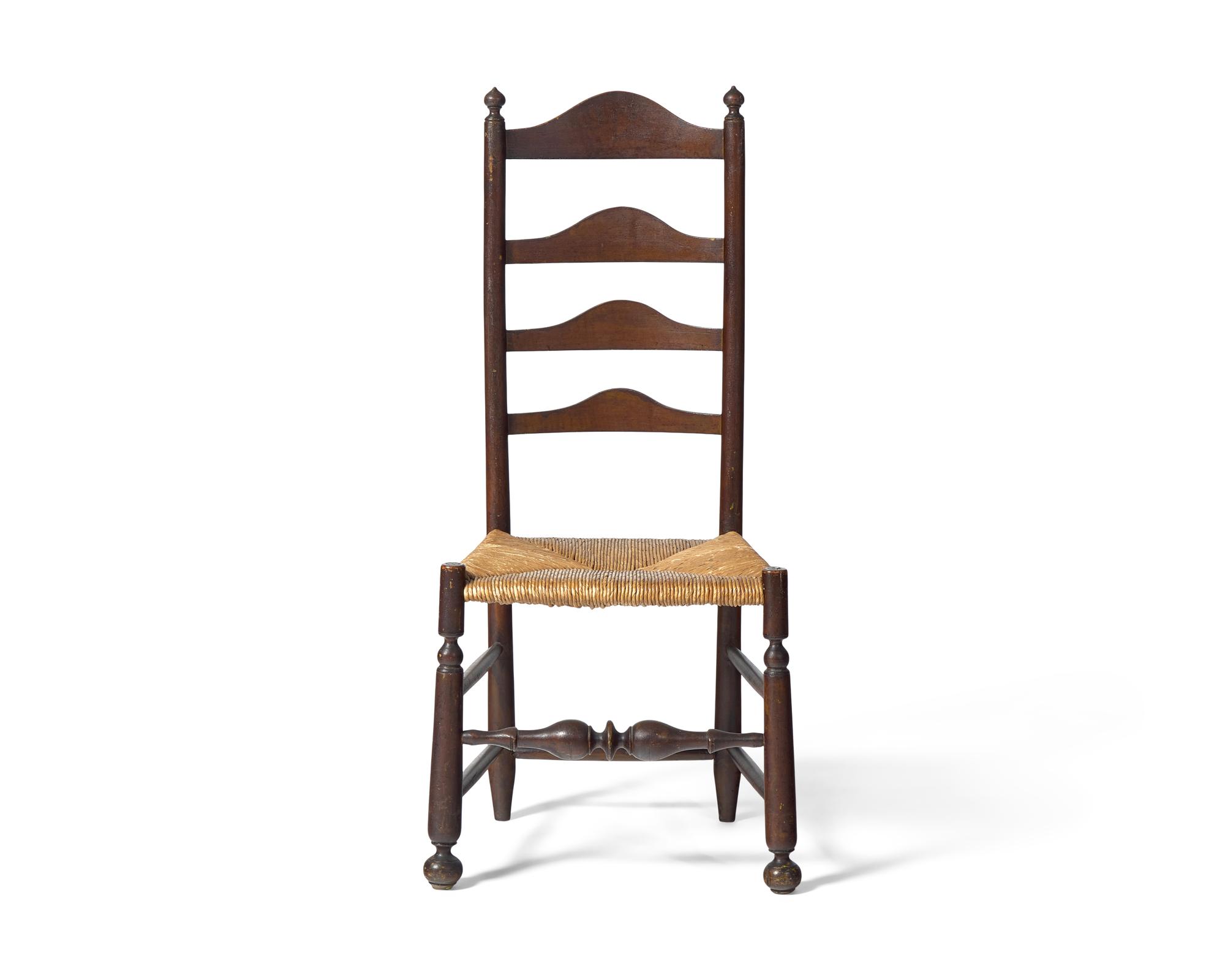 A Painted Ladderback Rush-Seat Side Chair