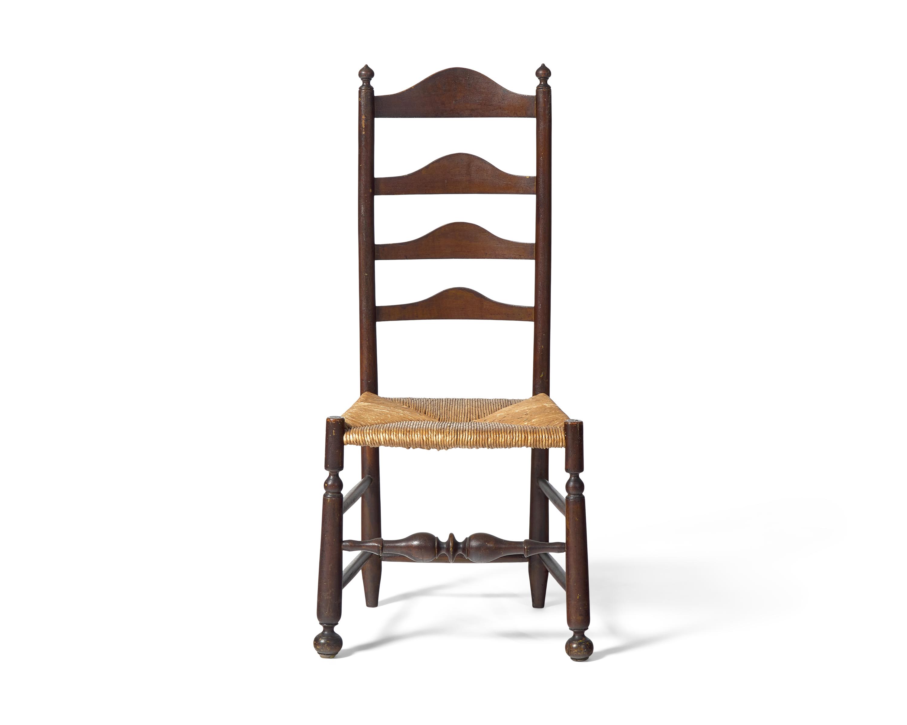 A Painted Ladderback Rush-Seat Side Chair