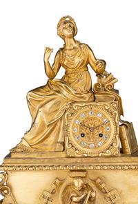 A Napoleon III Gilt Bronze Figural Mantel Clock