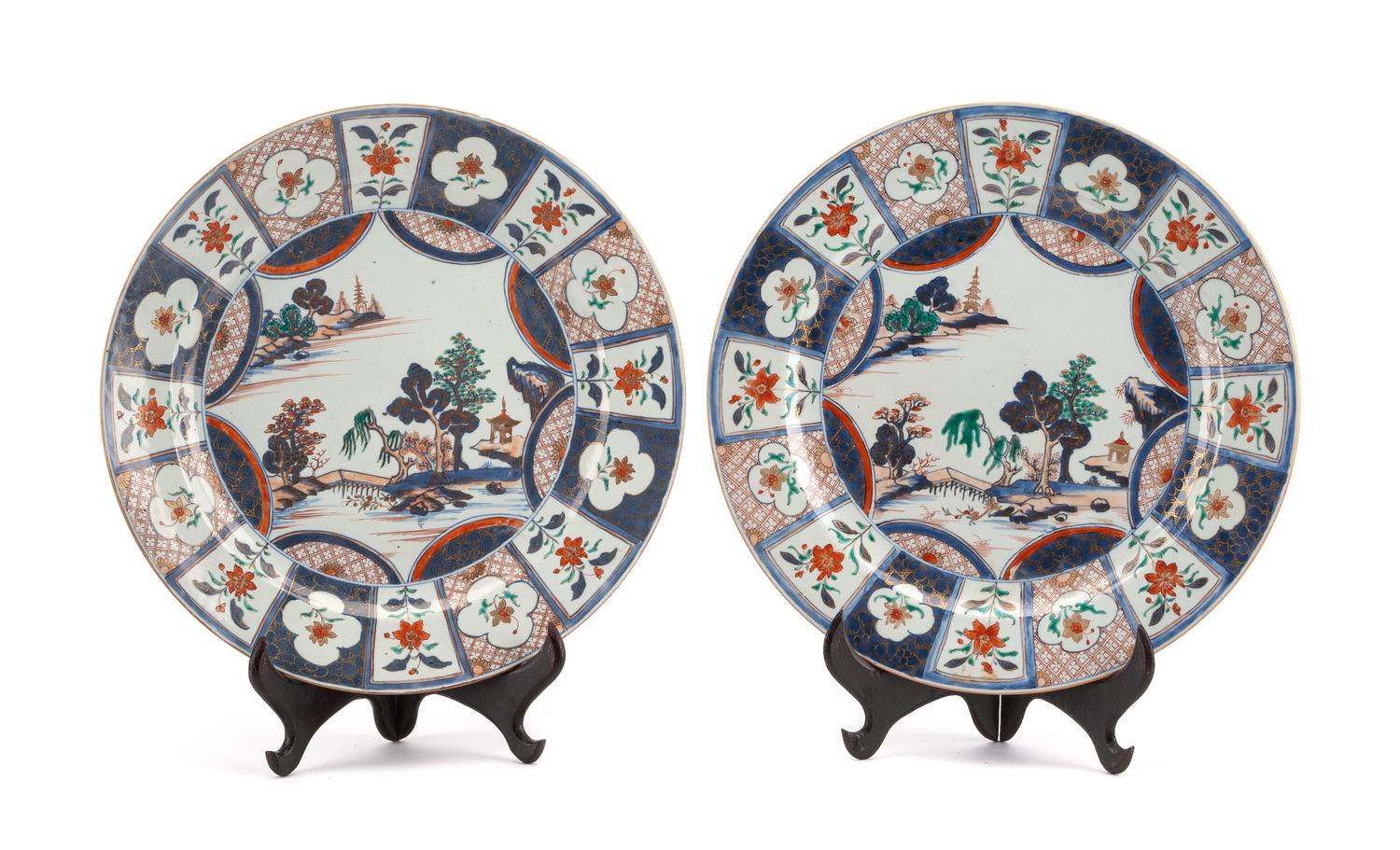 A Pair of Chinese Porcelain Chargers Diameter 15 inches.