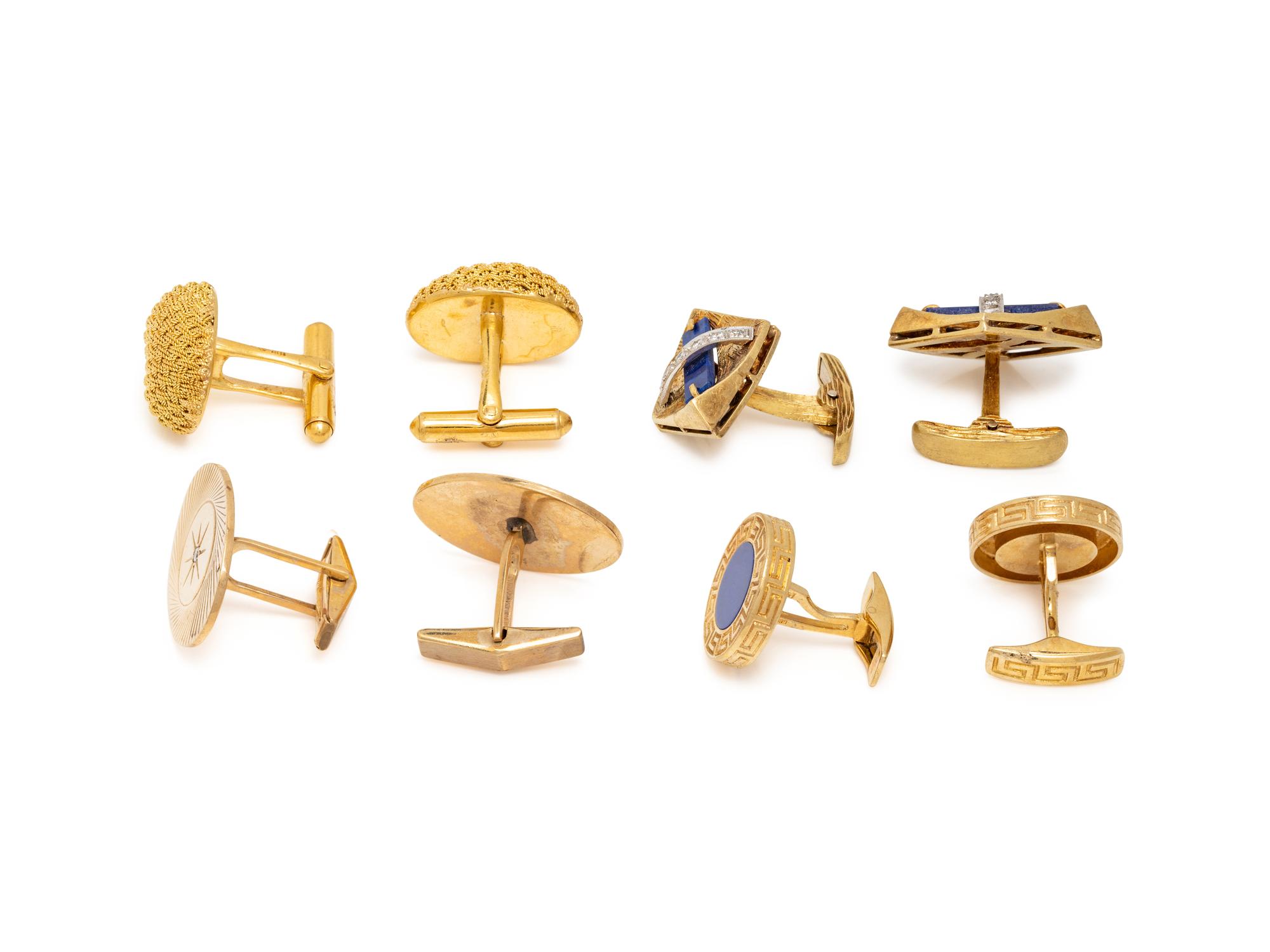 COLLECTION OF YELLOW GOLD CUFFLINKS