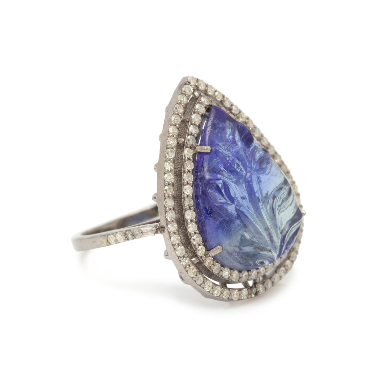TANZANITE AND DIAMOND RING