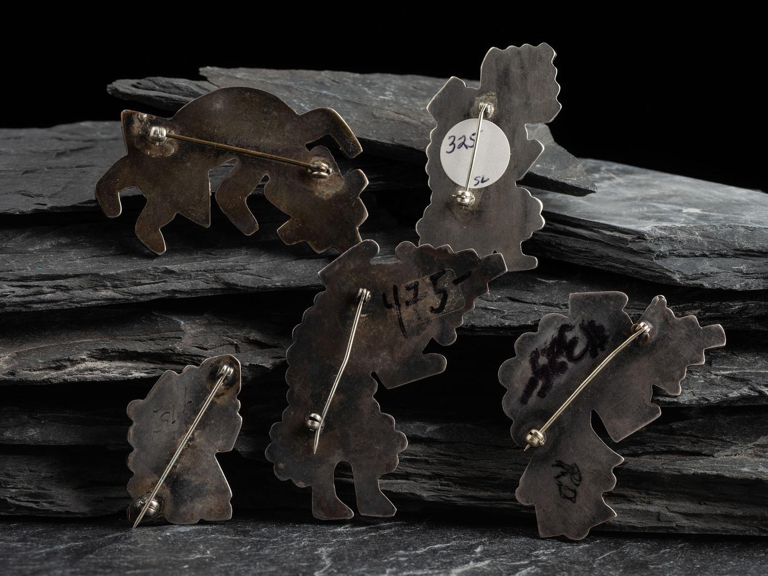 Zuni Silver and Mosaic Inlay Rainbow Man Pins/Brooches