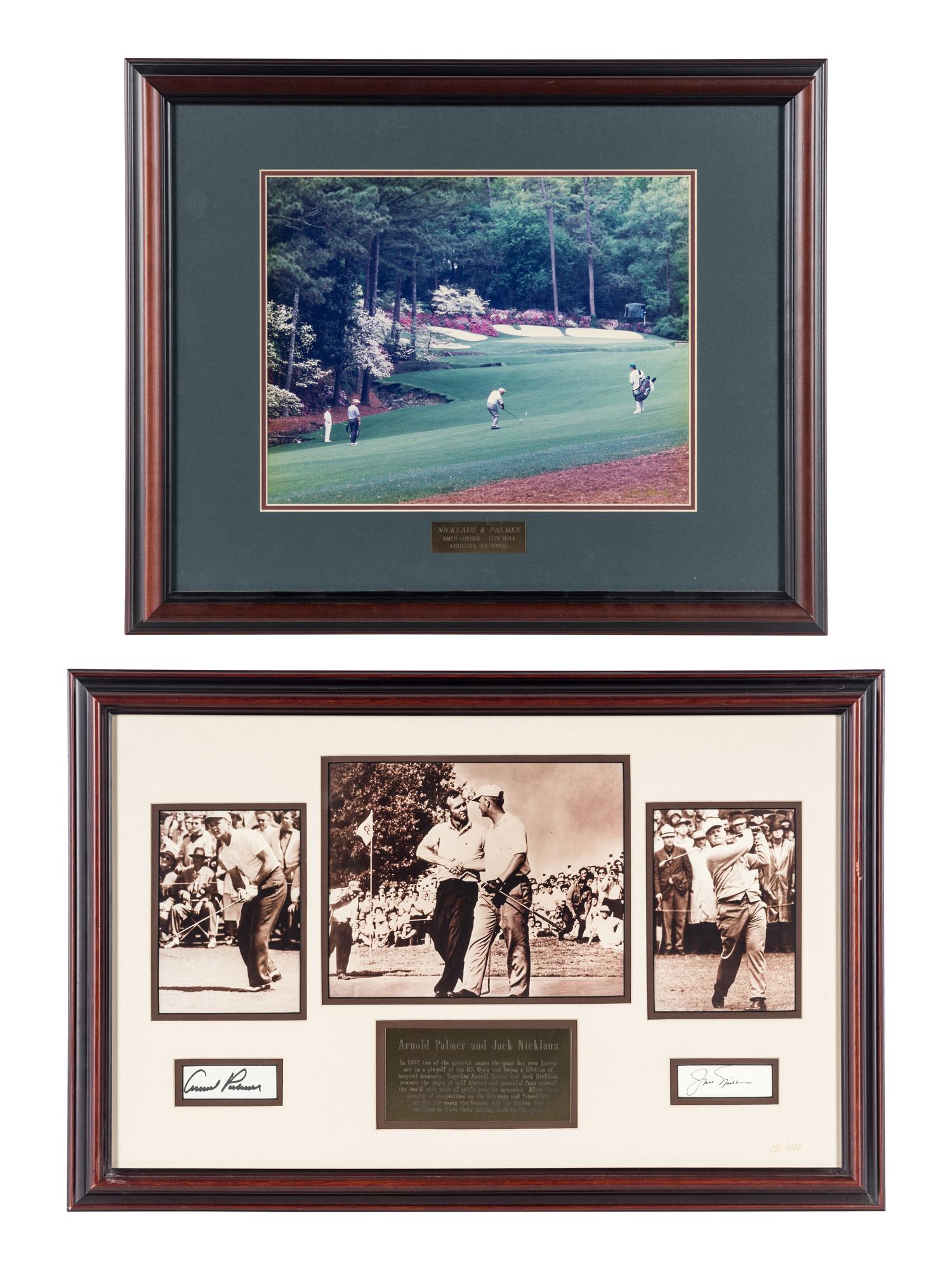 A Group of Arnold Palmer and Jack Nicklaus Displays Featuring Dual Signed Autograph 1962 U.S. Open Presentation