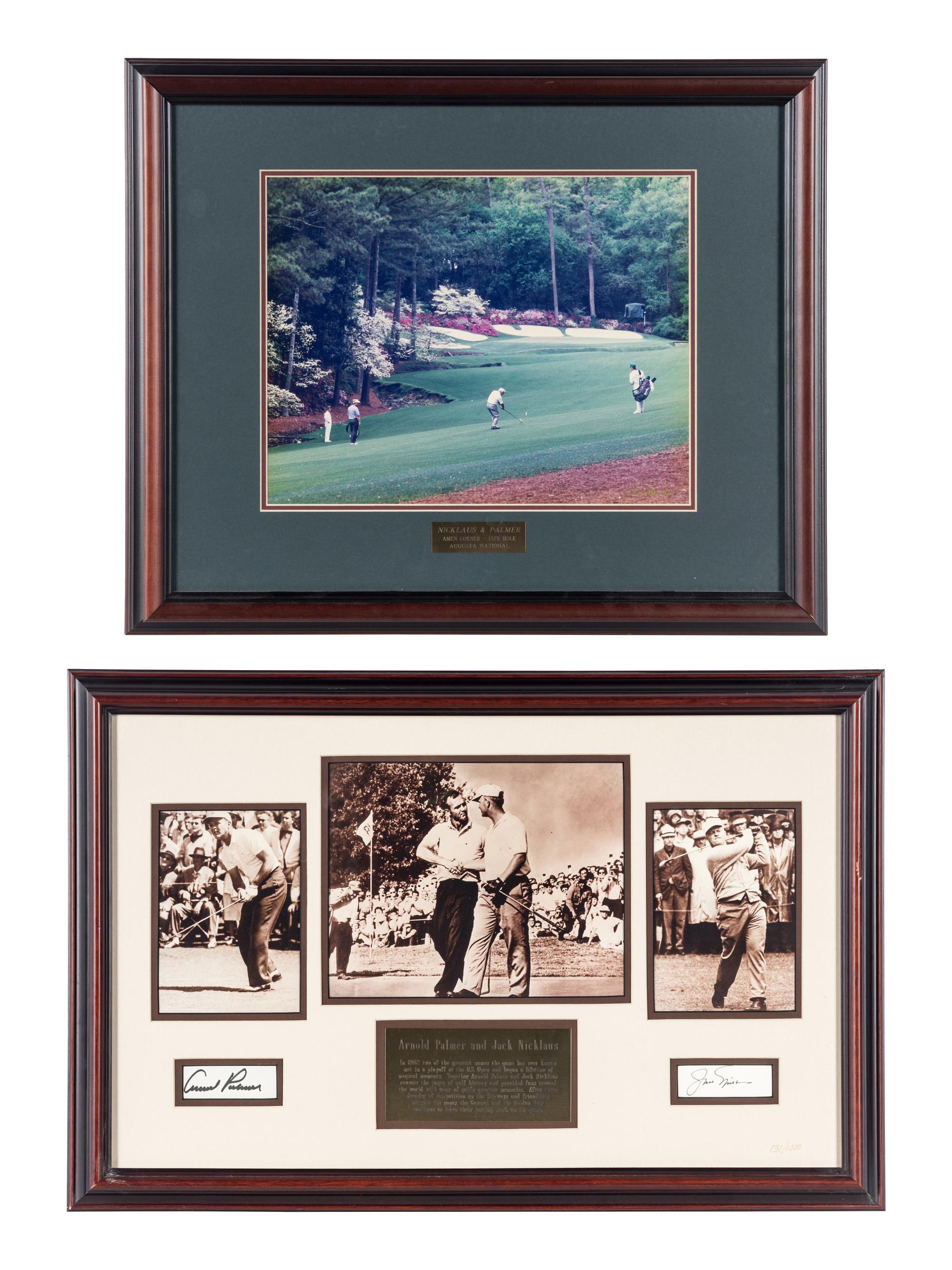 A Group of Arnold Palmer and Jack Nicklaus Displays Featuring Dual Signed Autograph 1962 U.S. Open Presentation