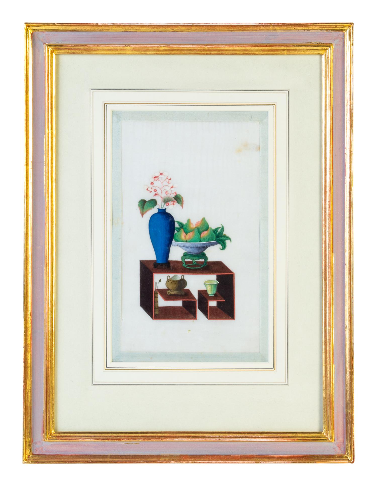 Twelve Chinese Export Painted Pith Paper Scholarly Scenes
