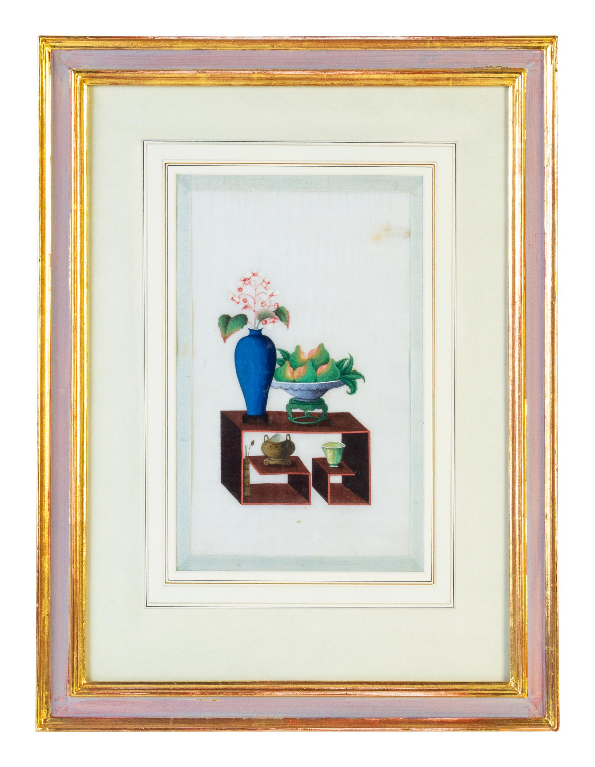 Twelve Chinese Export Painted Pith Paper Scholarly Scenes