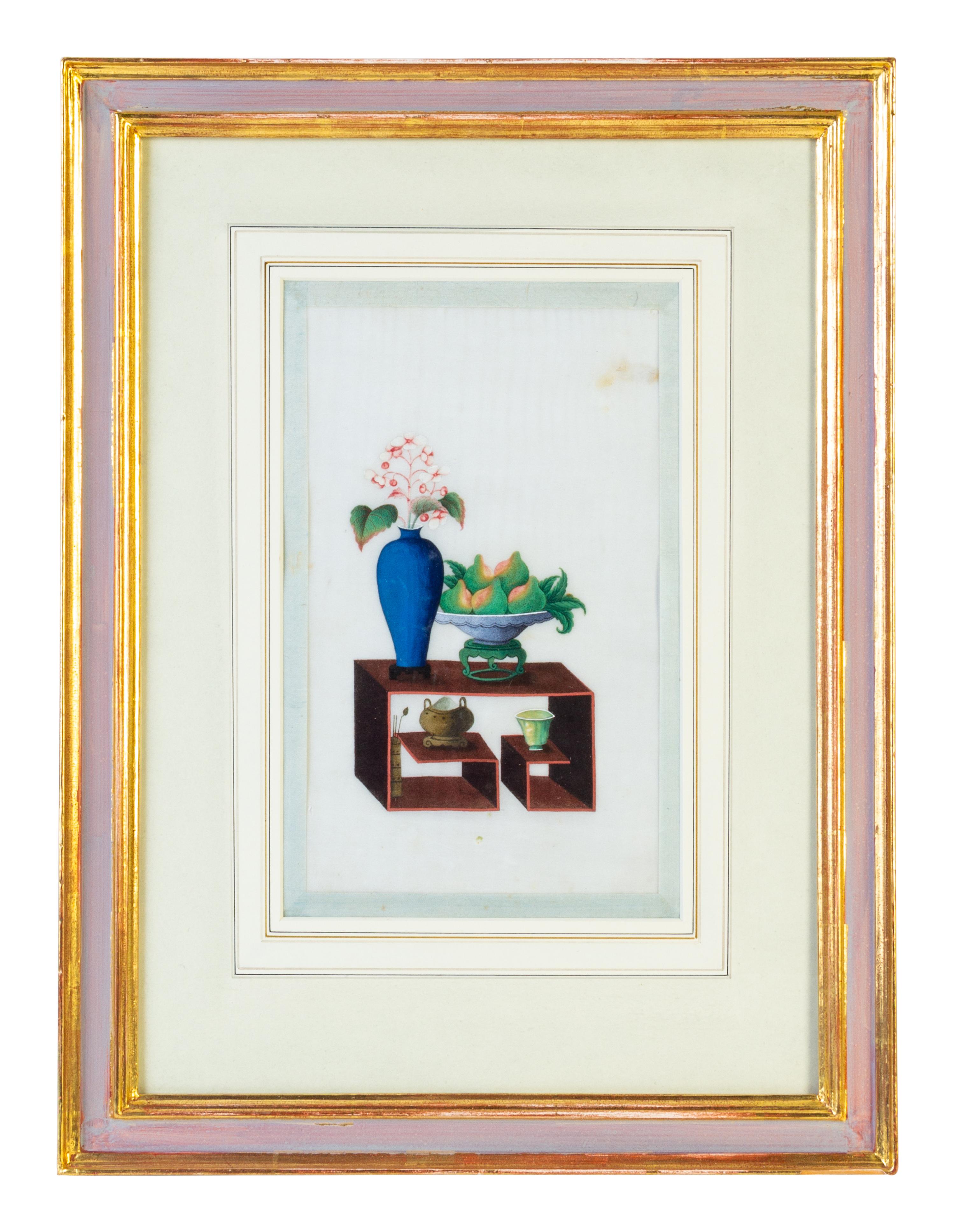 Twelve Chinese Export Painted Pith Paper Scholarly Scenes