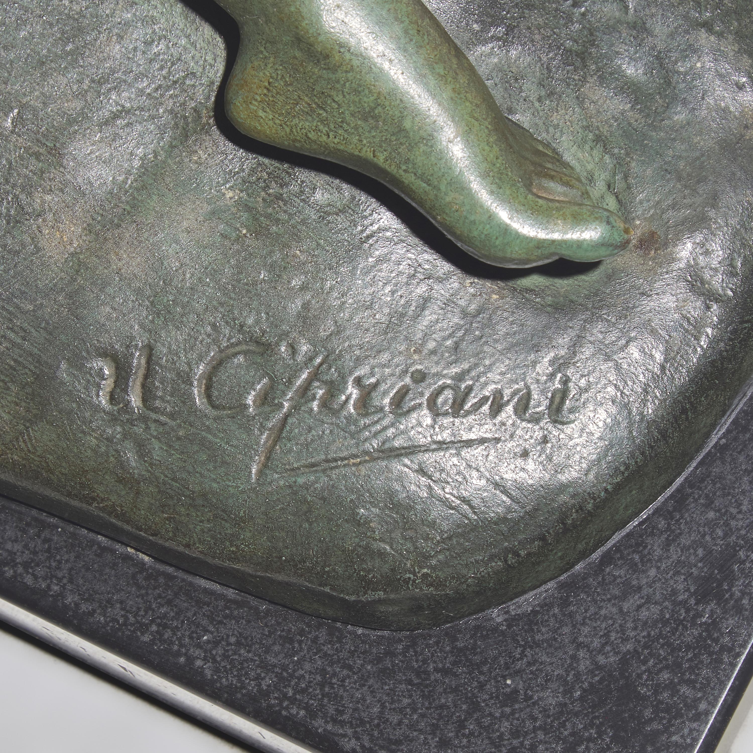 Ugo Cipriani (Italian, 1887–1960) — Reclining Female Nude Bronze Sculpture