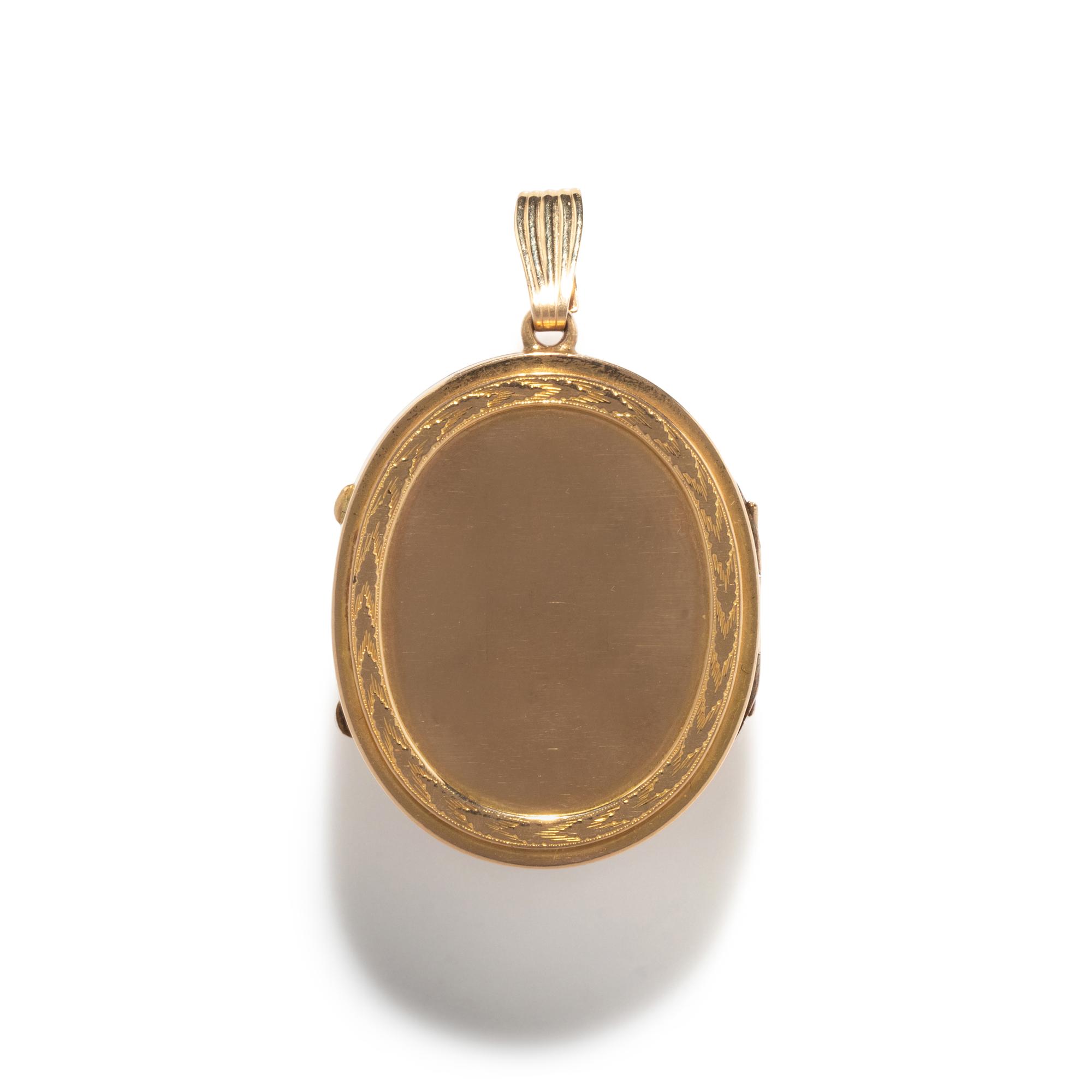 A Neoclassical Gold and Agate Cameo Locket with the God Silenus wearing an Ivy Crown