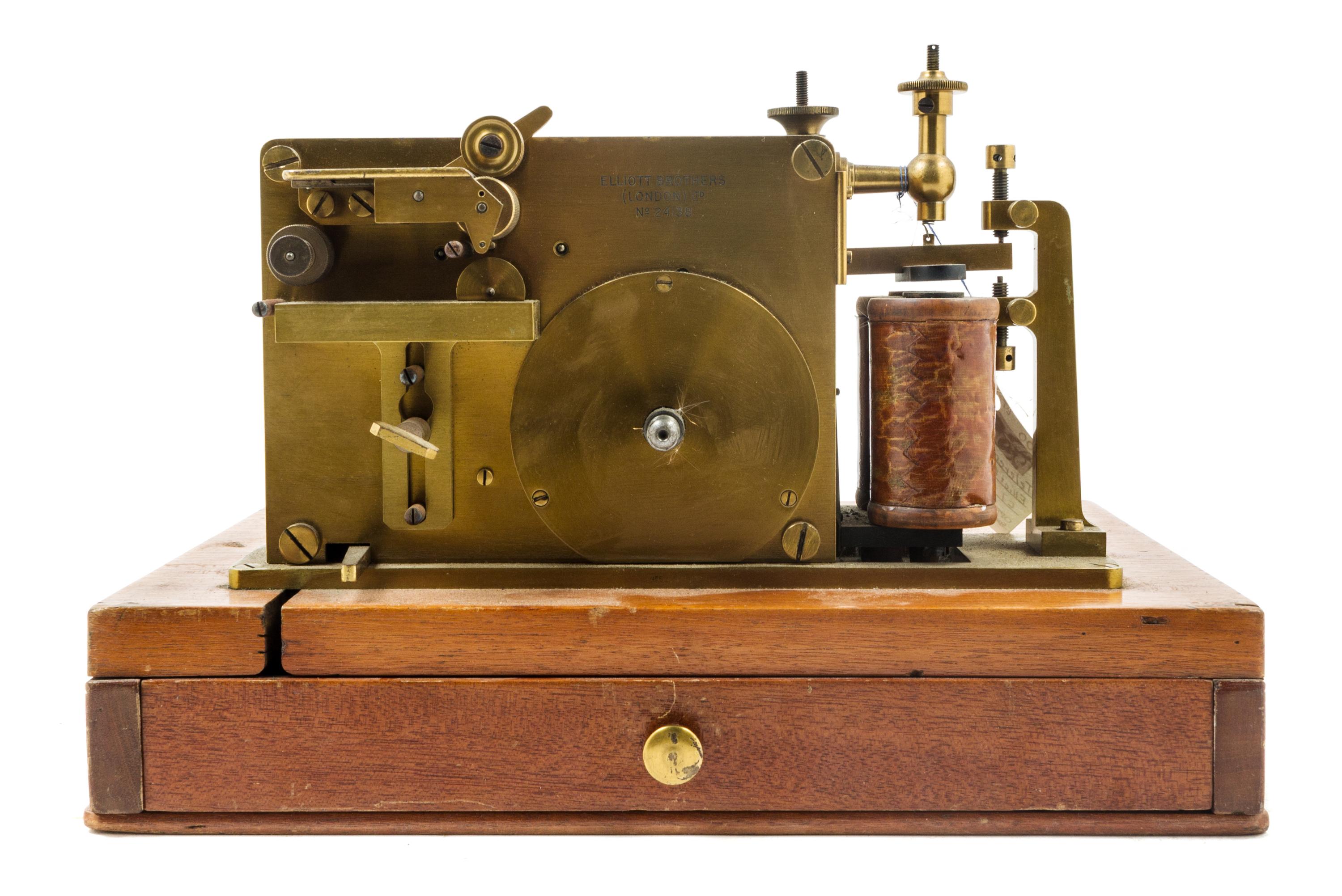 An English Brass Telegraph Receiver Width of base 13 inches. — ELLIOTT BROTHERS LTD., LONDON, LATE 19TH CENTURY