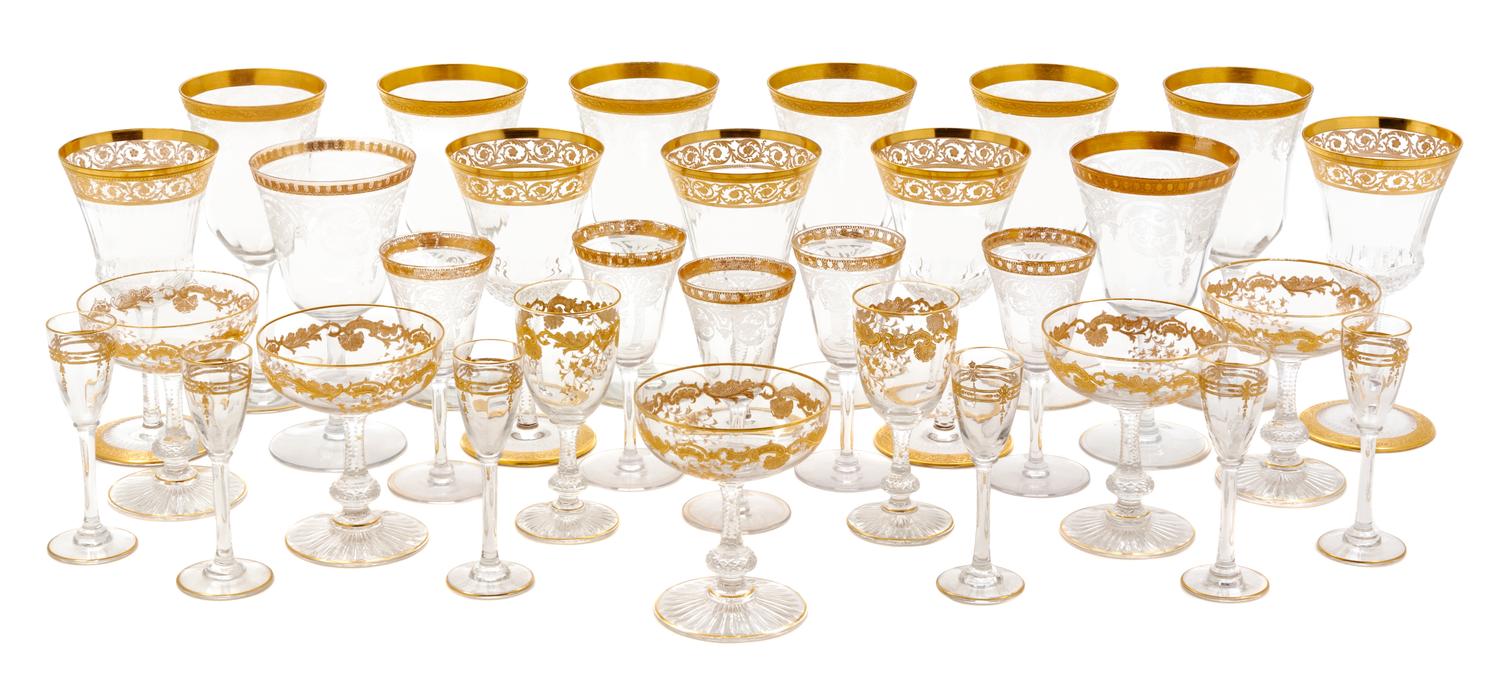 A St. Louis Glass Stemware Service Height of tallest 6 3/4 inches. — 20TH CENTURY