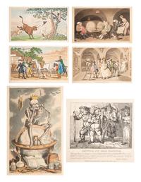 A group of six prints ( The Dance of Death; Dr. Syntax Pursued by a Bull; Dr. Syntax Sells Grizzle; Vision of Skulls; The Cellar Quartette; Setting Out from Edinburgh )