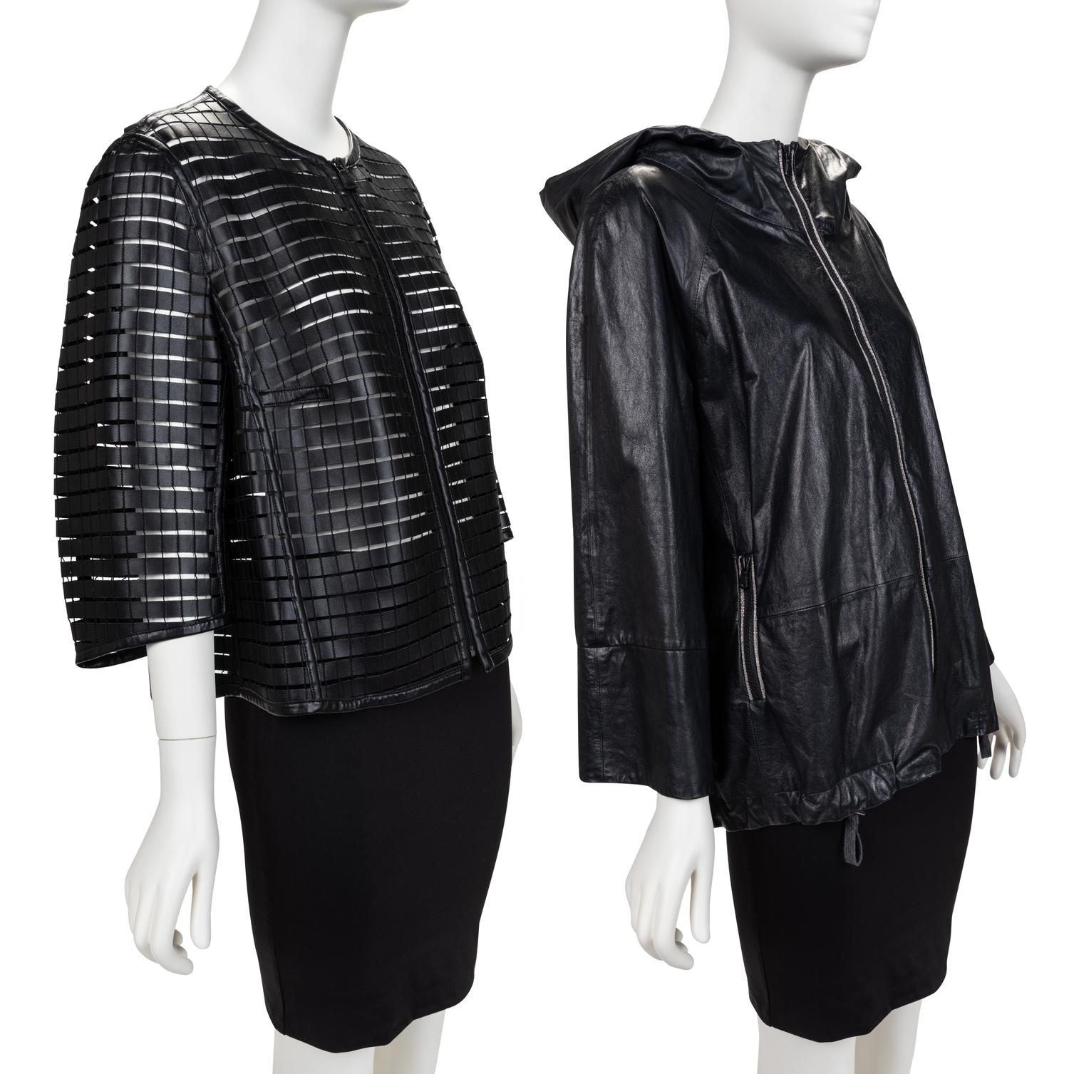 Two Leather Coats: Akris, Brunello Cucinelli