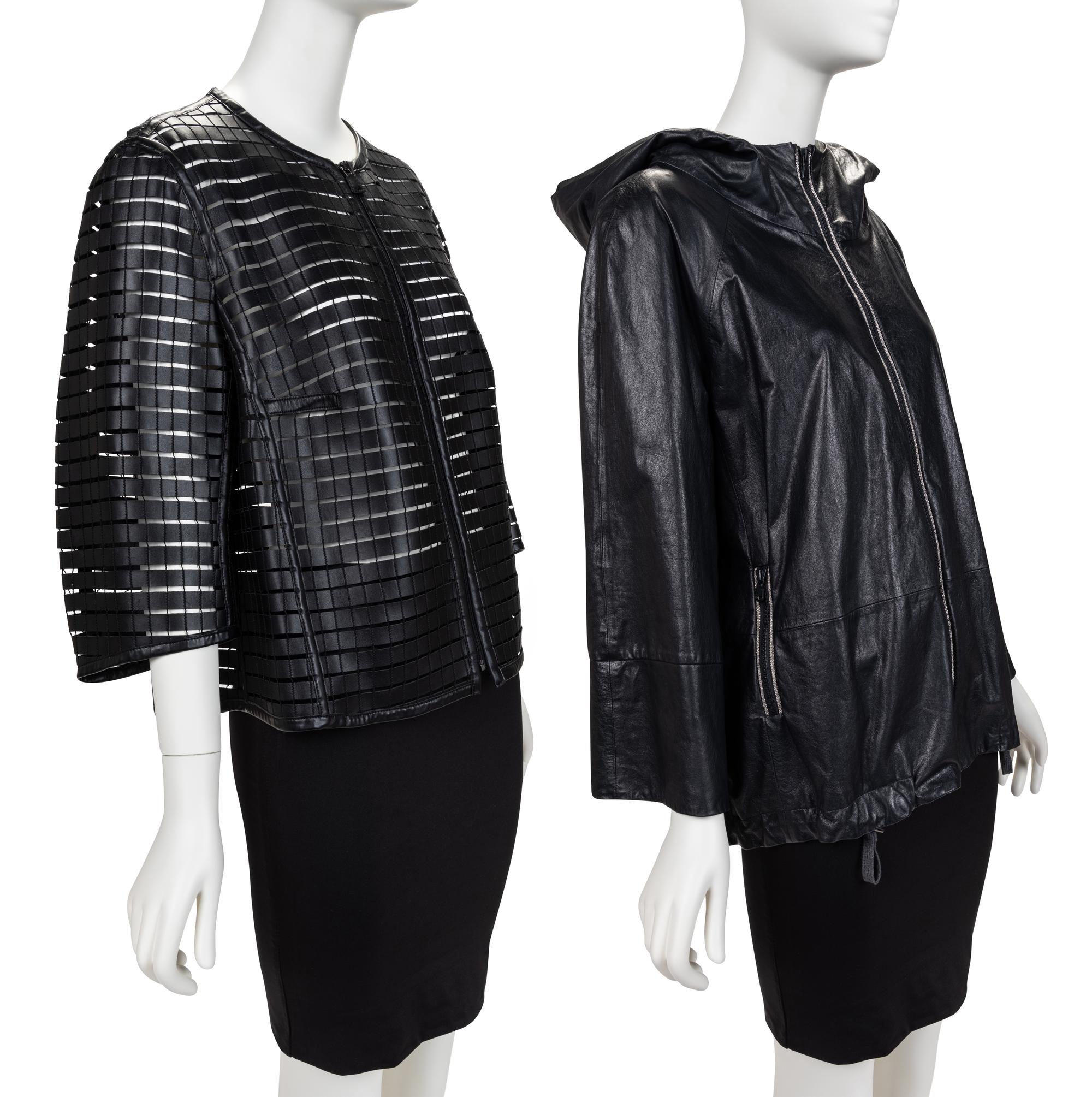 Two Leather Coats: Akris, Brunello Cucinelli
