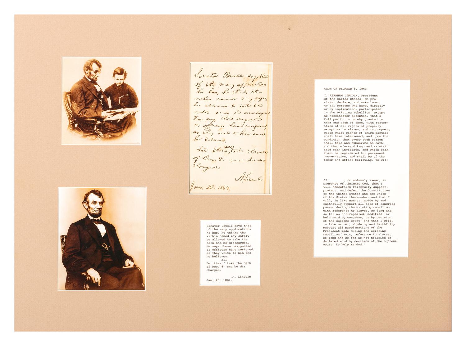 LINCOLN, Abraham (1809-1865). Autograph endorsement signed ("A. Lincoln"), as President, 25 January 1864.