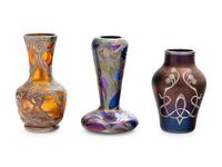 Collection of Three Silver Overlay Vases
