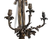 A Pair of Large Louis XVI Style Bronze Seven-Light Sconces