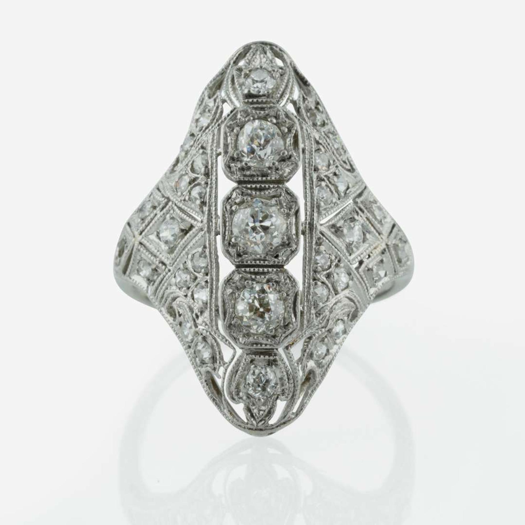 An Art Deco Platinum and Diamond Ring