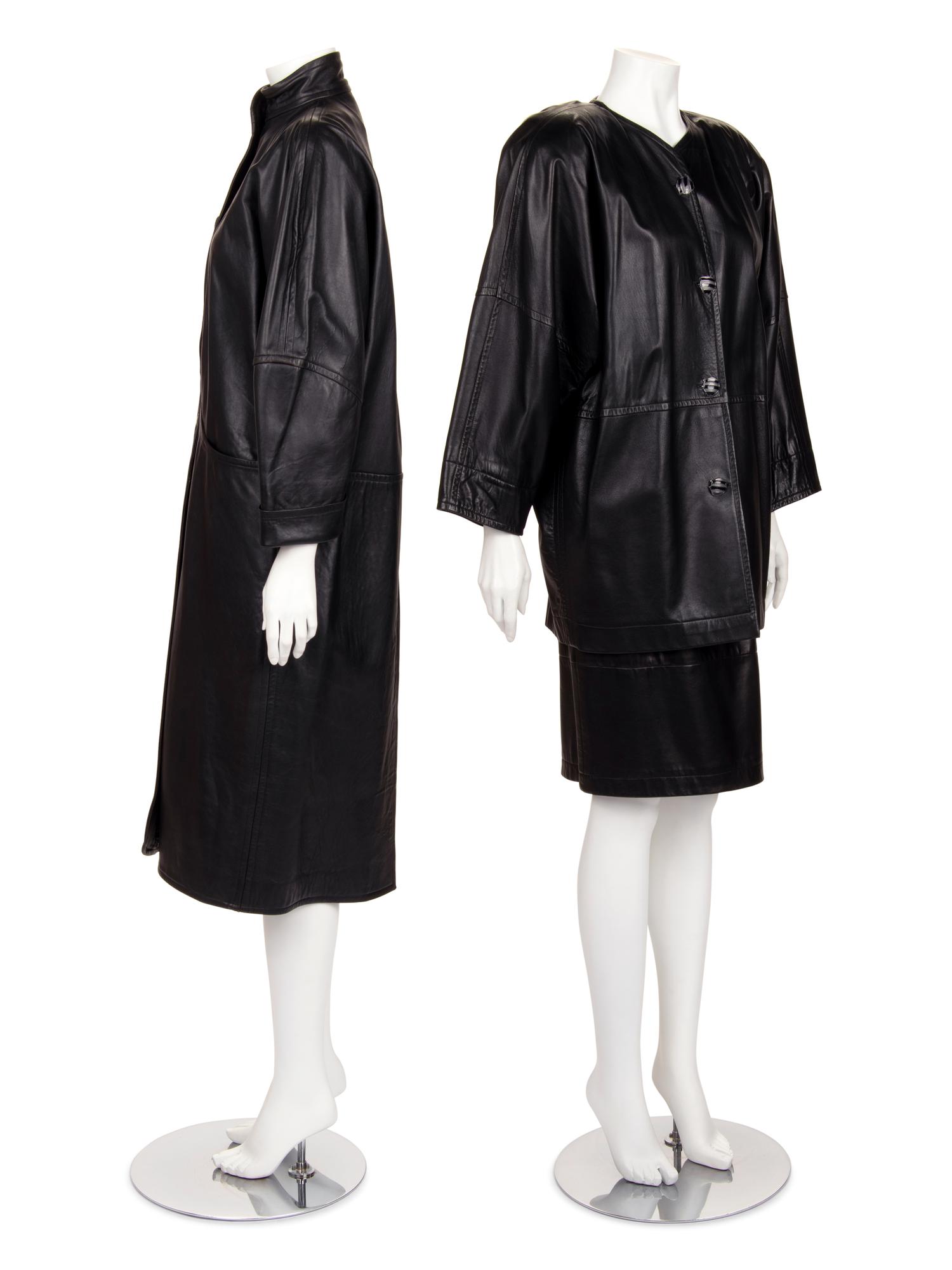 Nine Jean Muir Leather Outerwear Pieces, 1980s