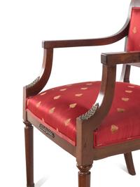 A Pair of Empire Style Gilt Metal Mounted Mahogany Armchairs