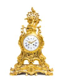 A Louis XV Gilt Bronze Mantel Clock, BERTHOUD, Height 27 inches. — BERTHOUD,
