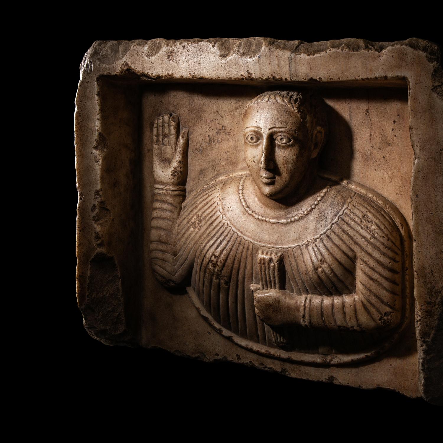 A South Arabian Alabaster Bust of a Wheat Bearer