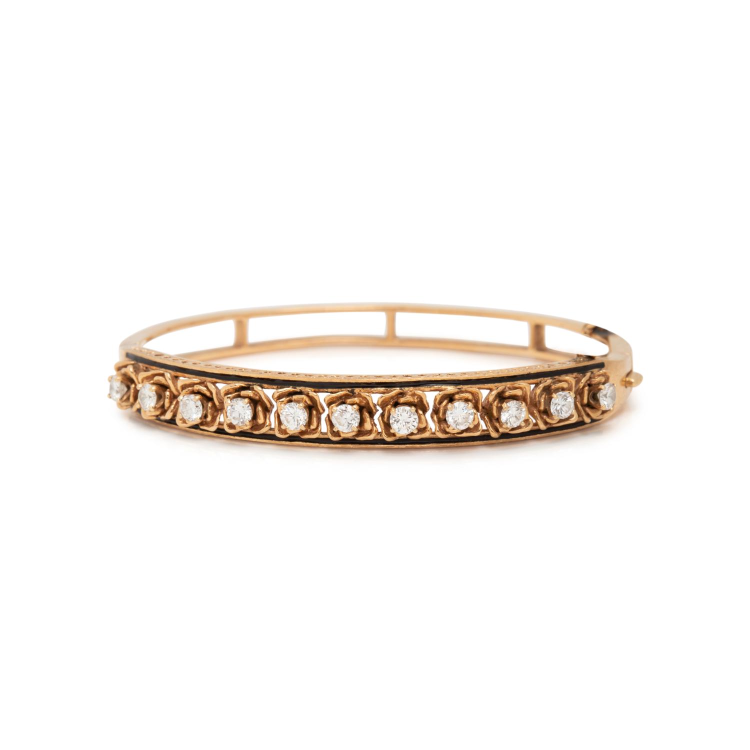 DIAMOND AND ENAMEL BANGLE BRACELET