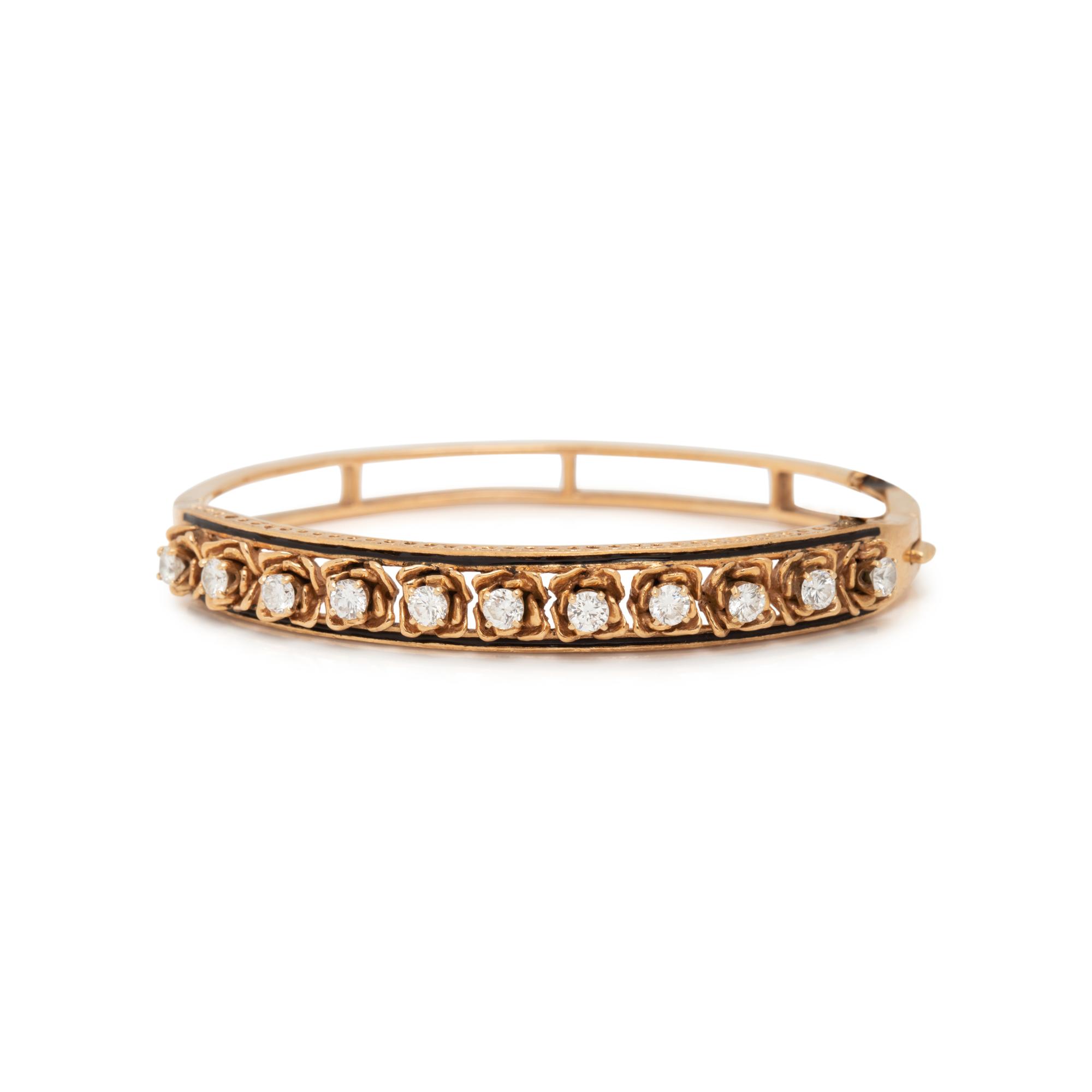 DIAMOND AND ENAMEL BANGLE BRACELET