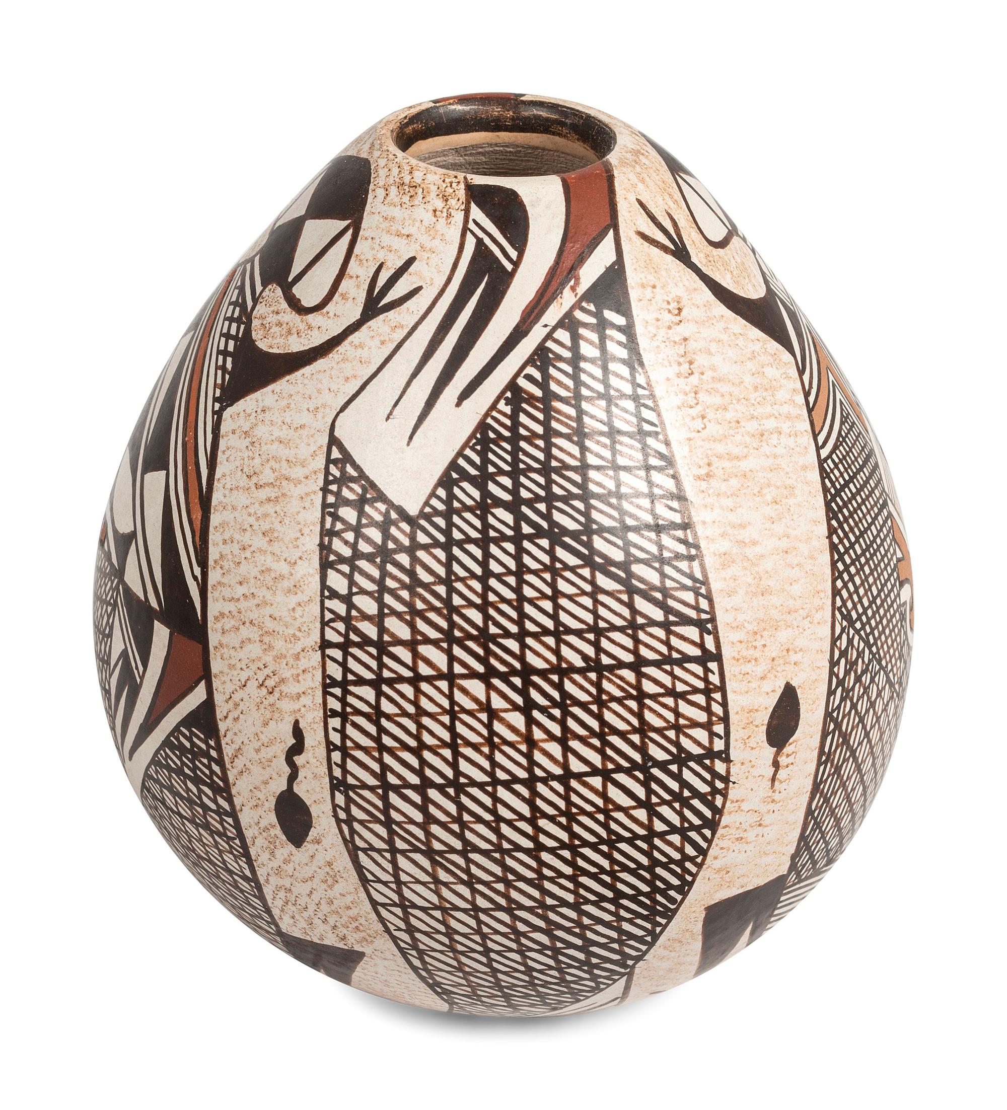 Polychrome Seed Jar, with Mimbres Lizard Design