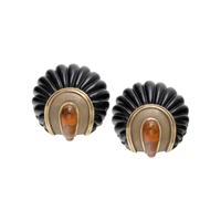 WINC, YELLOW GOLD, ONYX AND CITRINE EARCLIPS