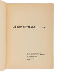 POUND, Ezra (1885-1972). If This Be Treason . Siena: Printed for Olga Rudge, 1948.